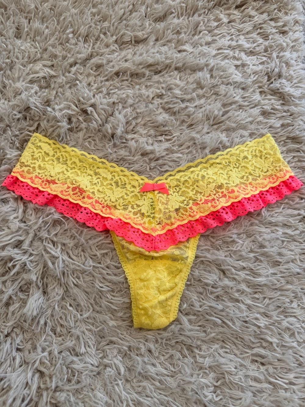 NWT The Lacie Victoria’s Secret Yellow and Coral Lace VTG Y2K One Size O/S